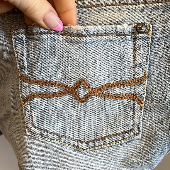 Nollie Denim Shorts Cuffs Light Rinse Roll Tab Size 1 Juniors Vintage Retro Blue - Picture 5 of 8